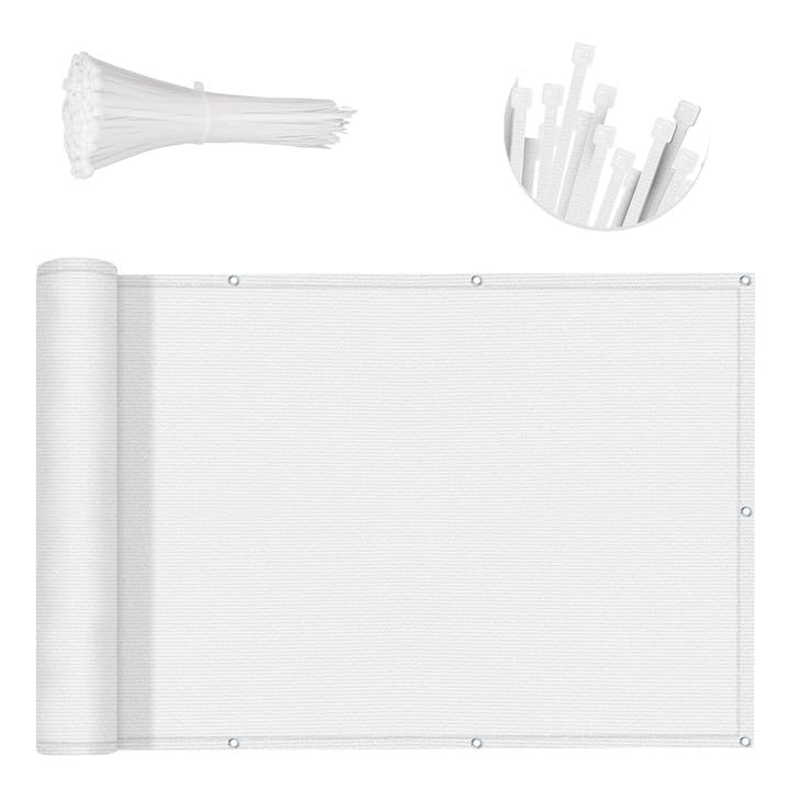 SUNNY GUARD 3FTx16FT سياج شاشة الخصوصية للشرفة البيضاء، شاشة حديدية للشقق شاشة رياح شديدة التحمل للخارج، سطح السفينة، الفناء الخلفي، خصوصية الفناء (نصنع أحجام مخصصة) - Image 1